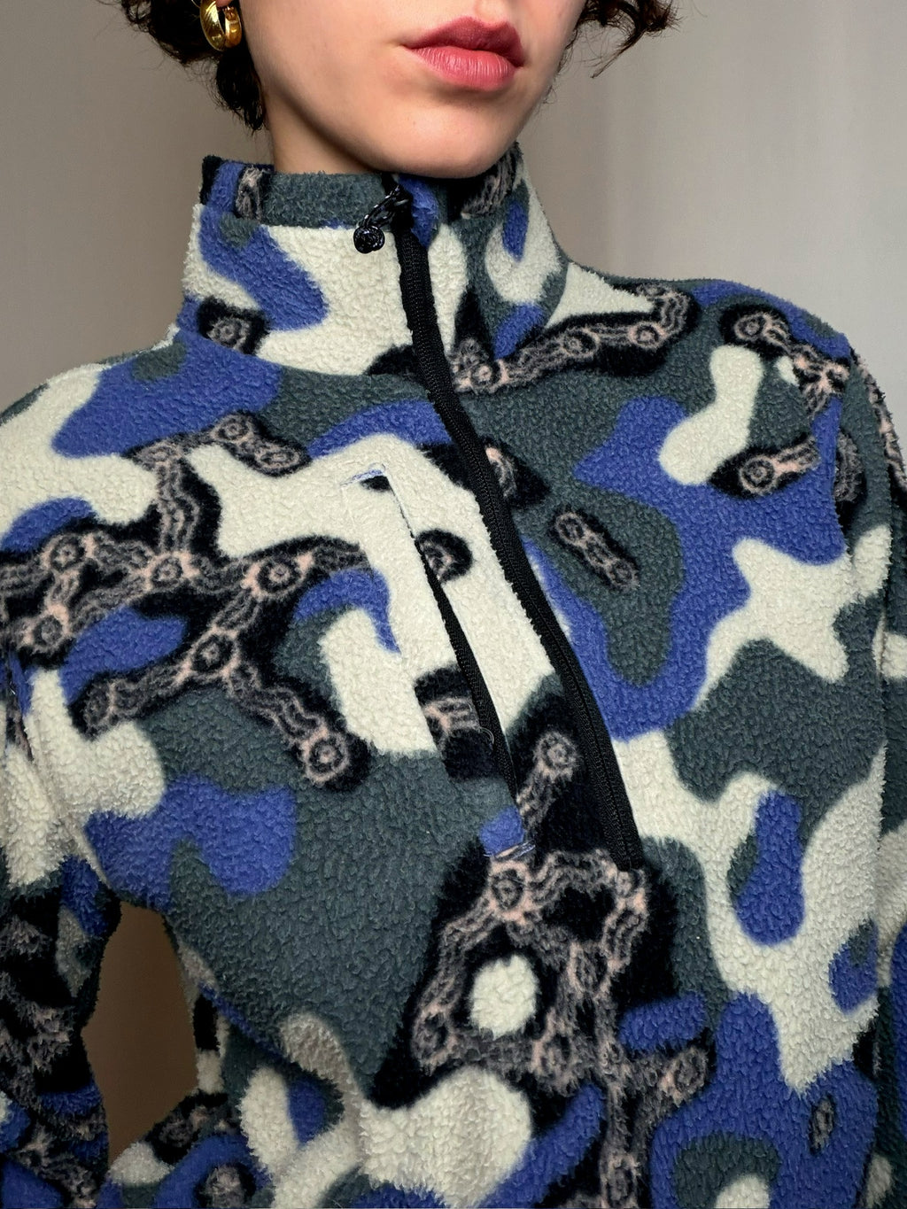Polaire à motifs bleu BILLABONG XS vintage