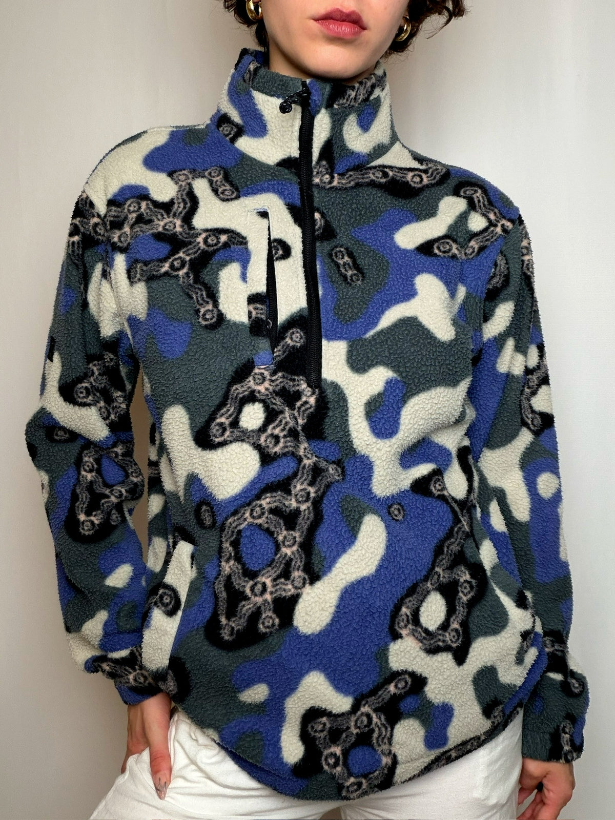 Polaire à motifs bleu BILLABONG XS vintage