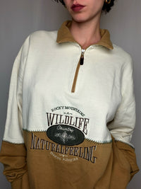 Pull col zippé beige vintage