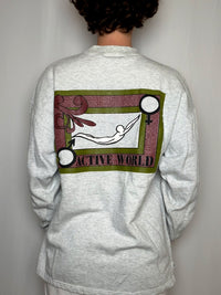 Pull imprimé gris chiné col montant M vintage