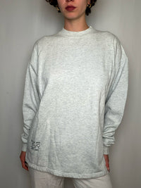 Pull imprimé gris chiné col montant M vintage