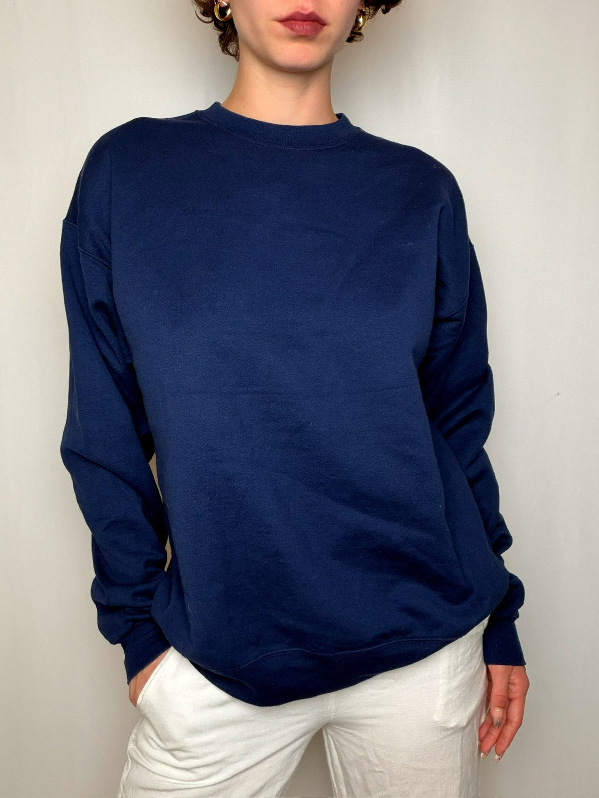 Pull basique crewneck bleu marine L vintage