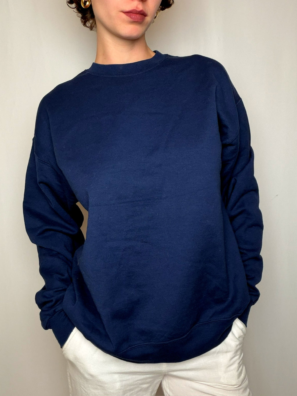 Pull basique crewneck bleu marine L vintage