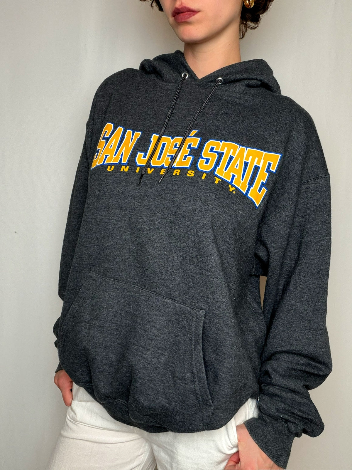 Hoodie campus gris Champion L vintage