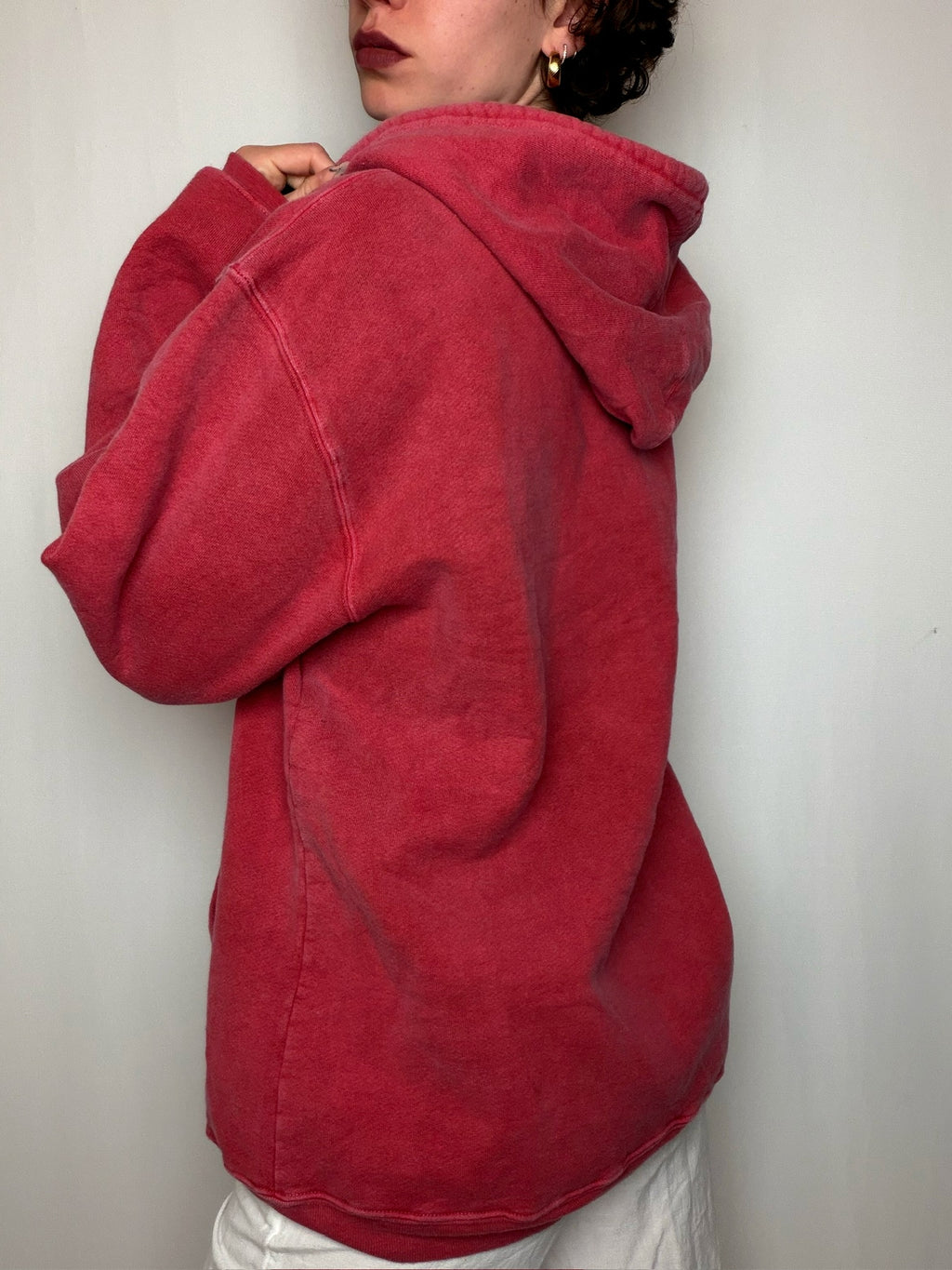 Hoodie campus rouge délavé M vintage