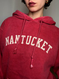 Hoodie campus rouge délavé M vintage