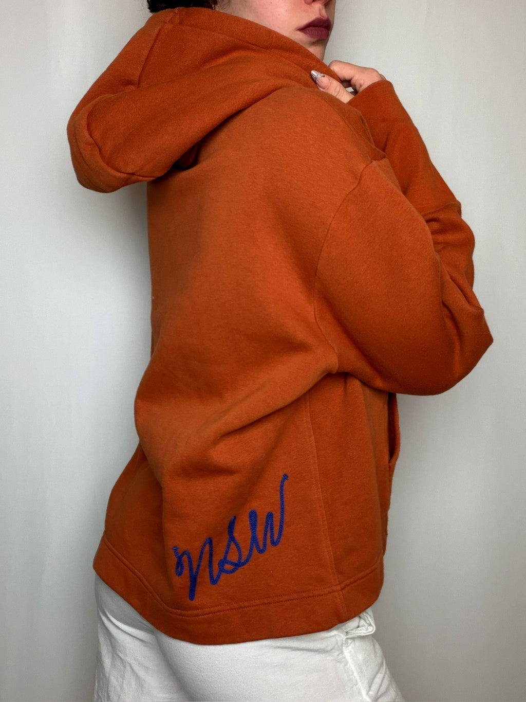 Hoodie brodé orange rouille Nike L vintage
