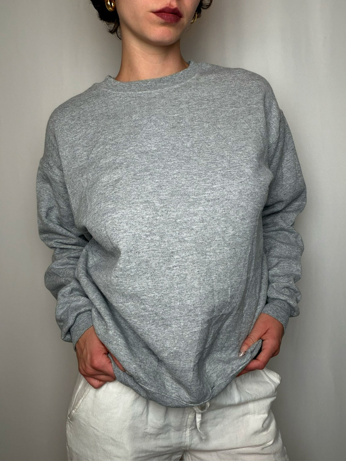Sweat basique crewneck gris chiné M vintage