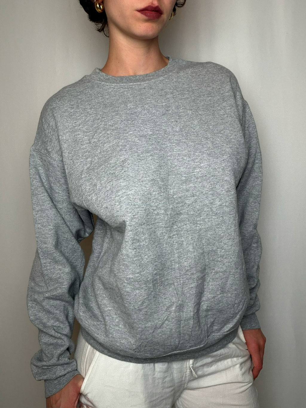 Sweat basique crewneck gris chiné M vintage