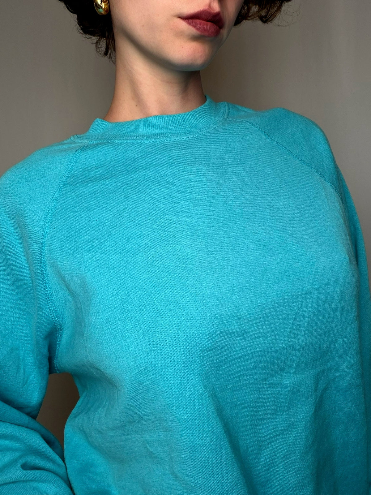 Sweat basique crewneck turquoise vintage