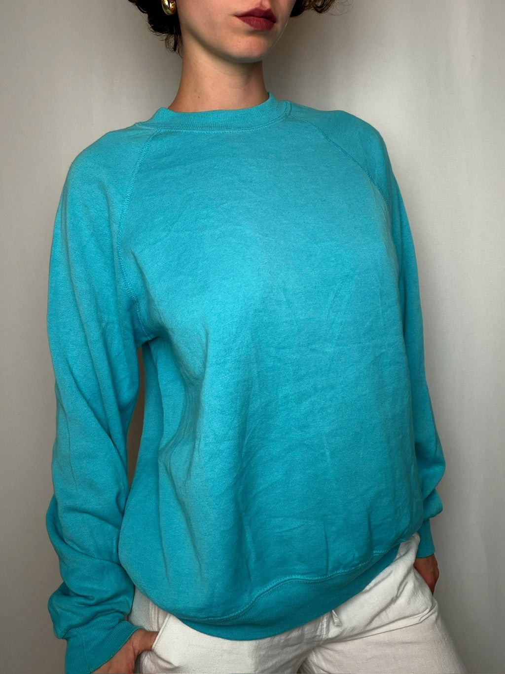 Sweat basique crewneck turquoise vintage