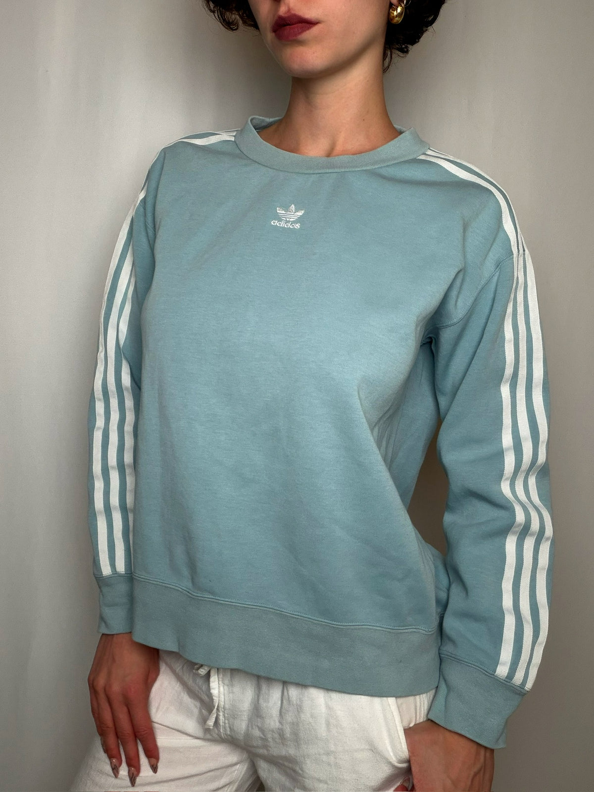 Sweat crewneck babyblue Adidas XS vintage