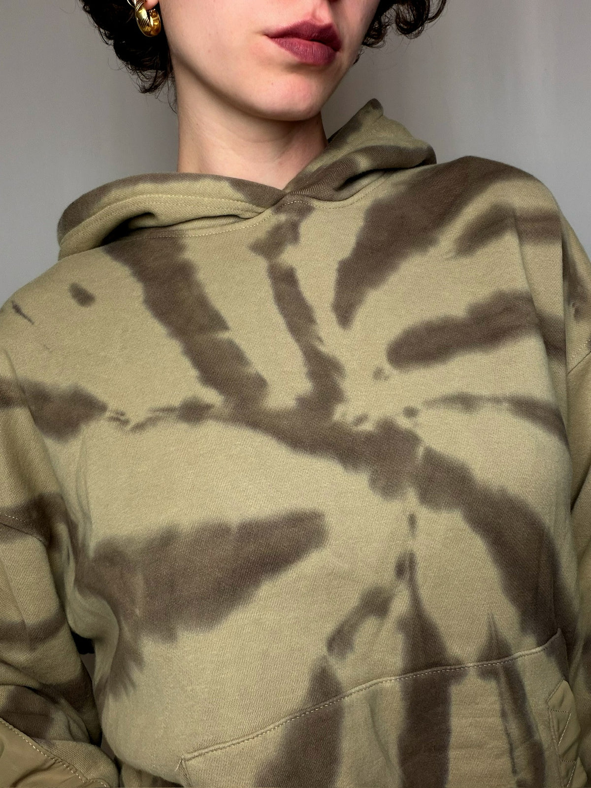 Hoodie tie & dye kaki M vintage