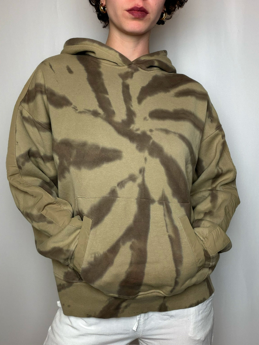 Hoodie tie & dye kaki M vintage