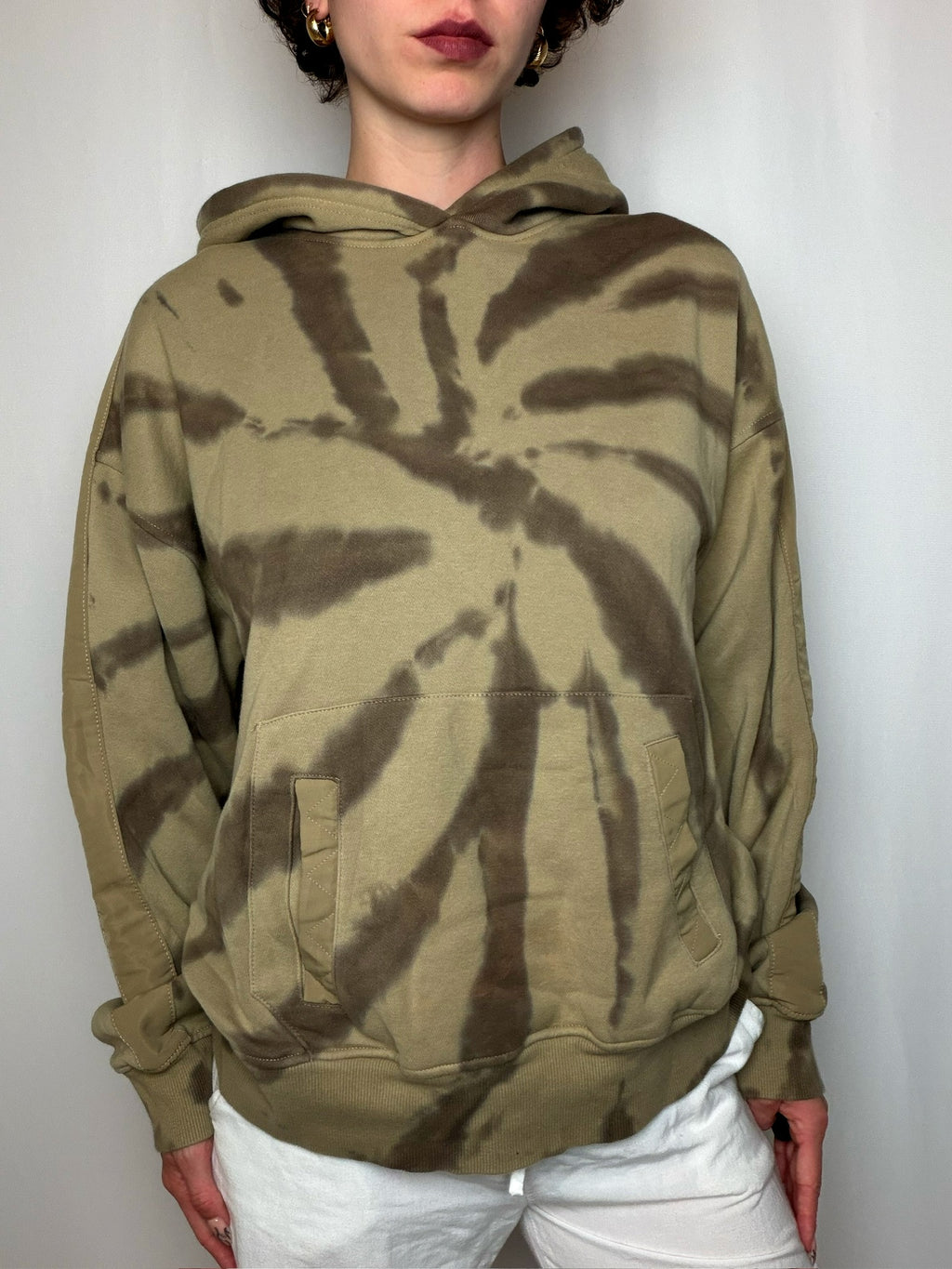 Hoodie tie & dye kaki M vintage