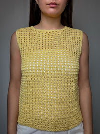 Vintage yellow crocheted top S/M
