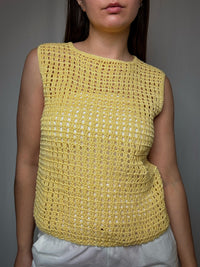 Vintage yellow crocheted top S/M