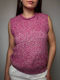 Gilet tricoté rose S/M vintage