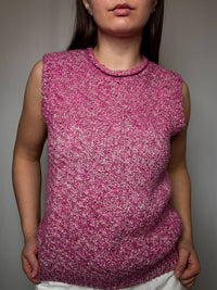 Gilet tricoté rose S/M vintage