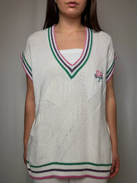 Vintage Cricket-Weste weiß 2XL