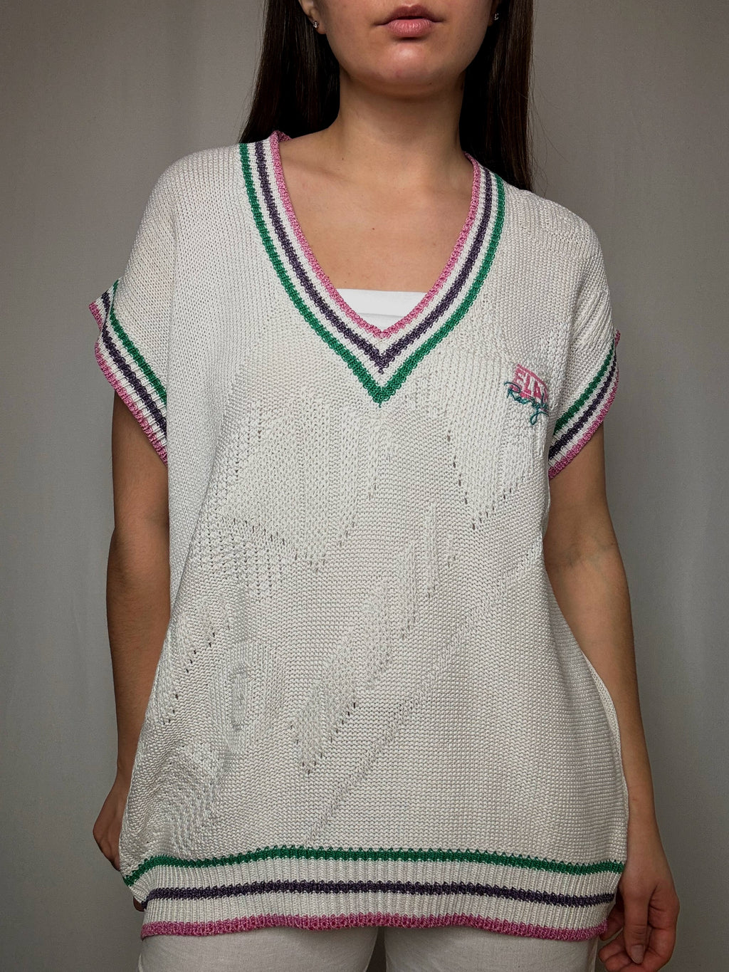 Vintage Cricket-Weste weiß 2XL