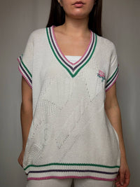 Vintage Cricket-Weste weiß 2XL