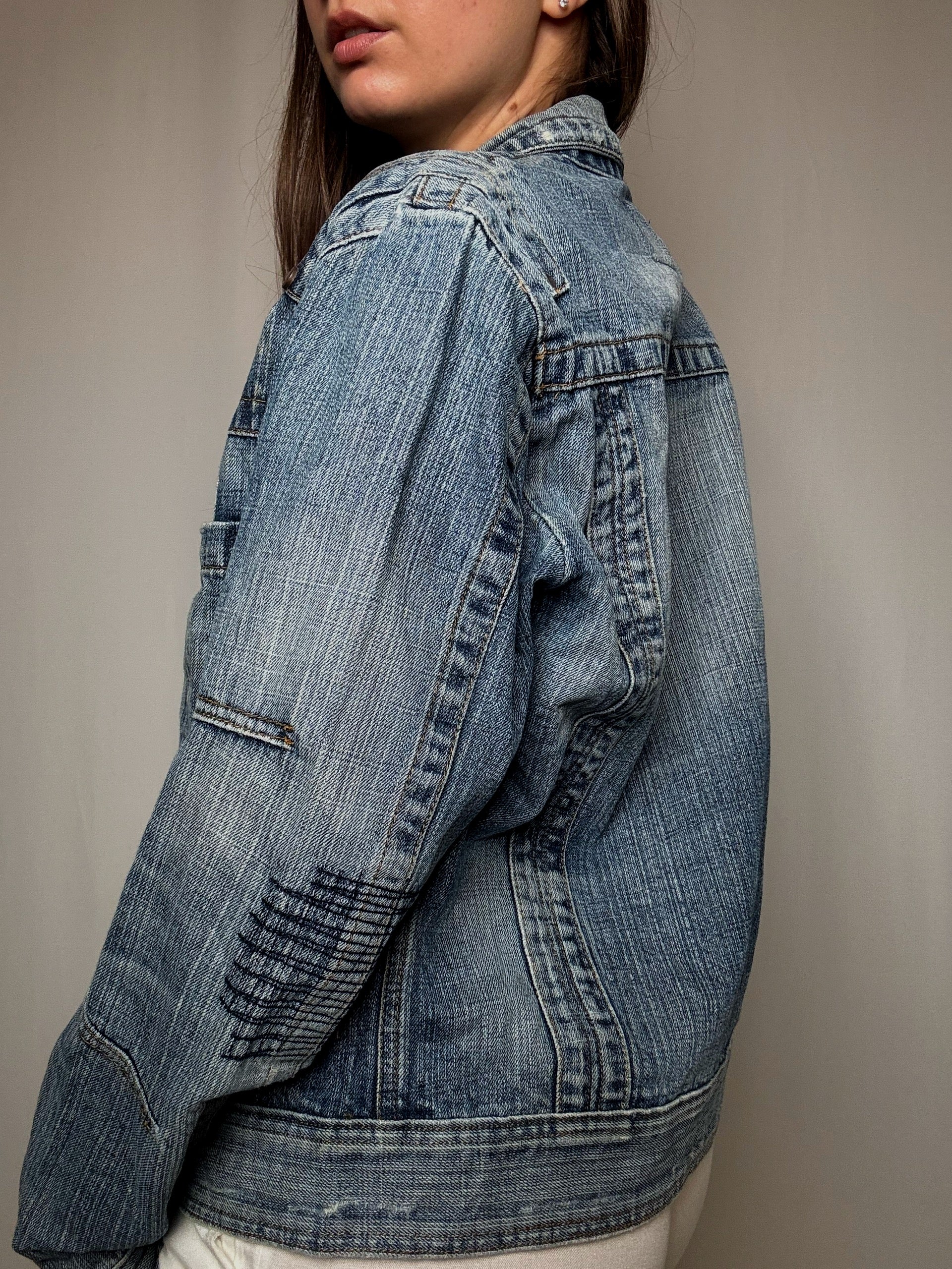 Veste en denim avec détails L vintage