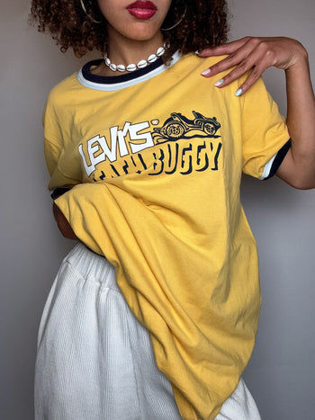 Tee shirt manches courtes jaune LEVI'S XL vintage