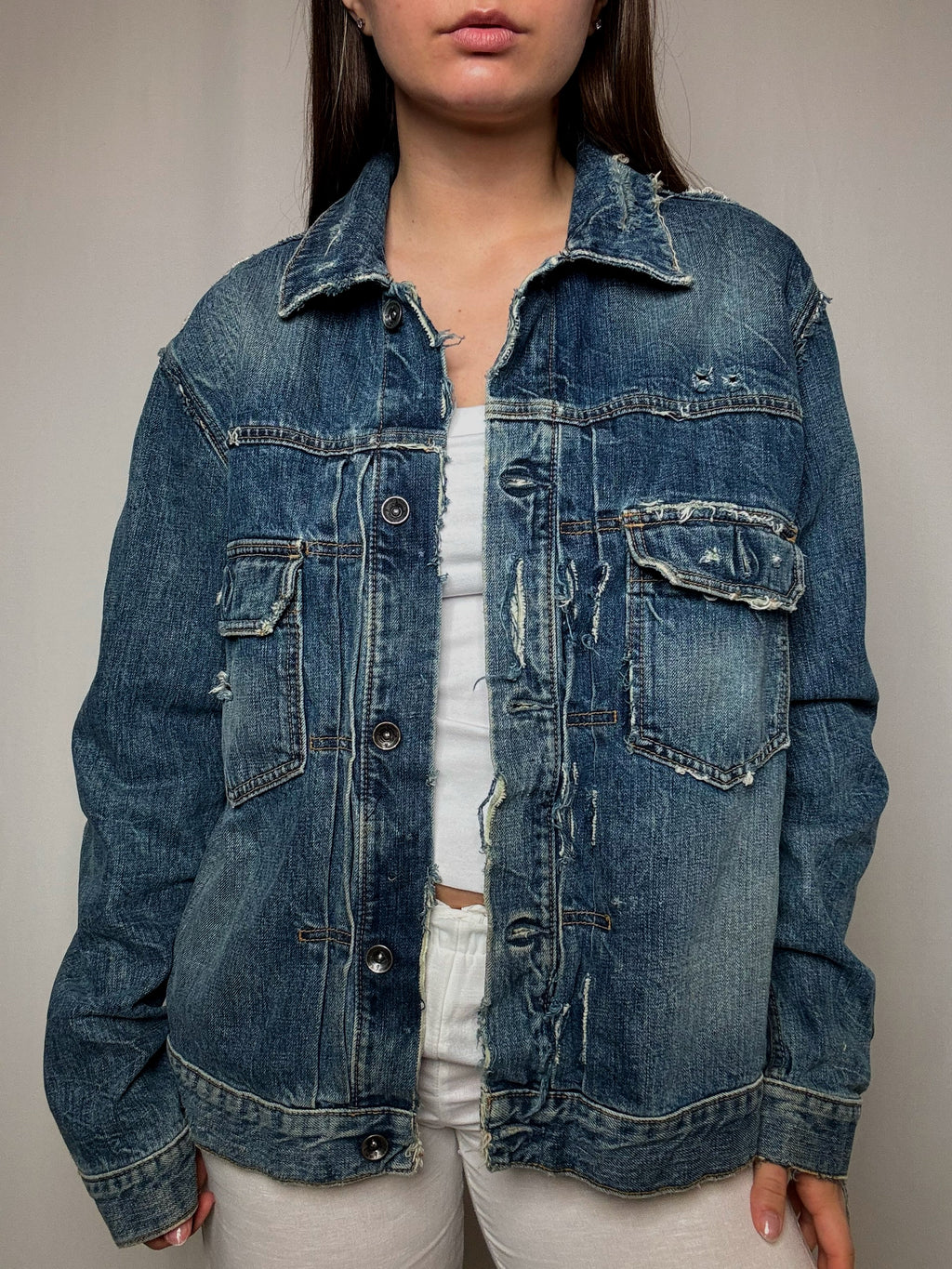 Vintage Gap XL distressed denim jacket