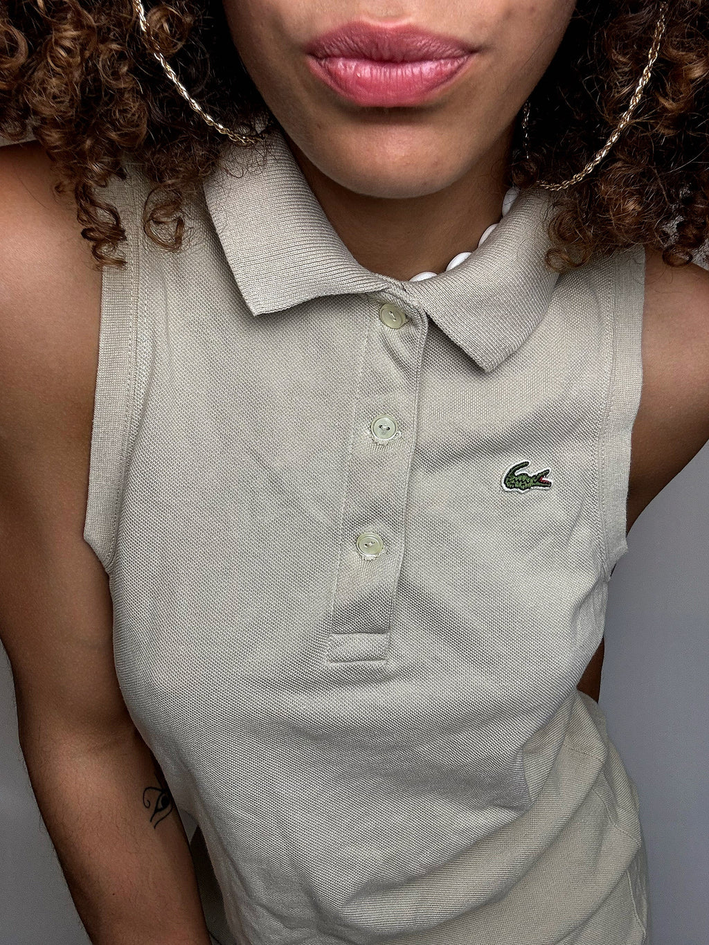 Robe polo beige LACOSTE S/M vintage