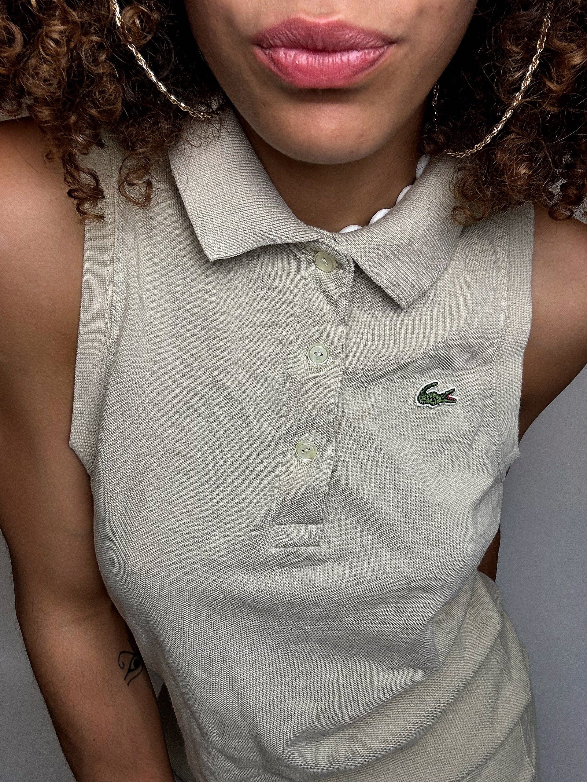 Robe polo beige LACOSTE S/M vintage