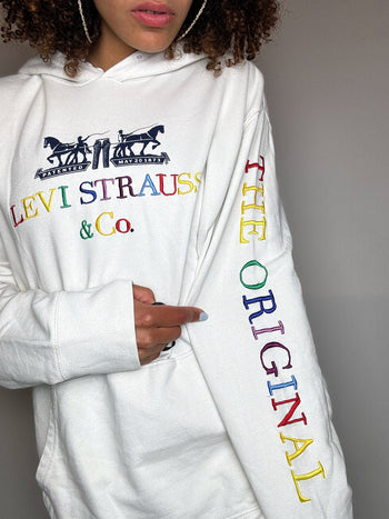Sweat à capuche blanc LEVI'S L vintage