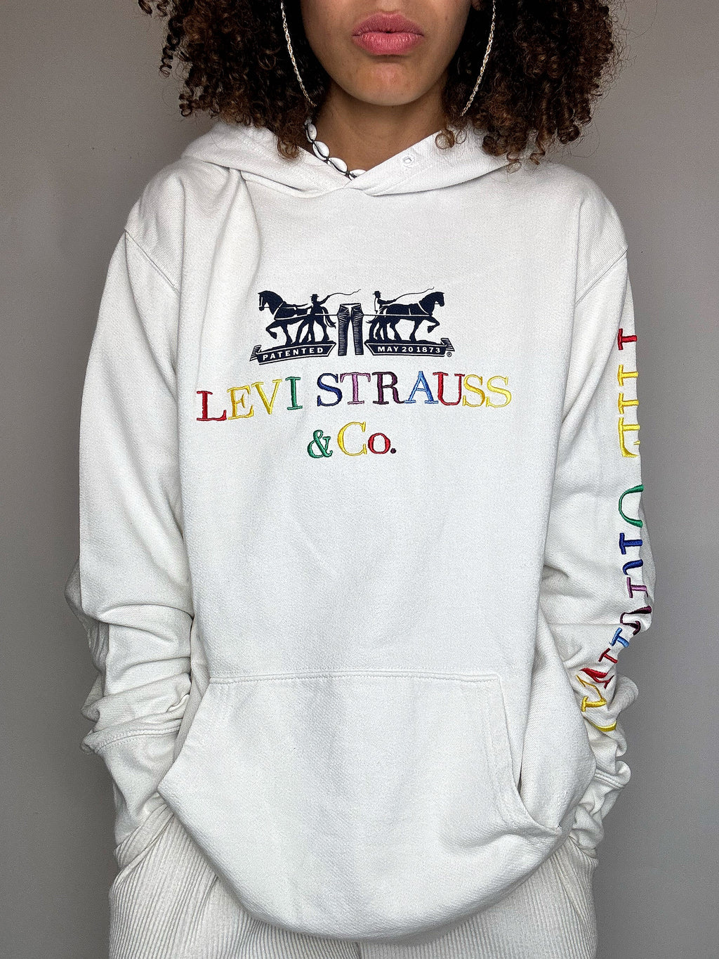 Sweat à capuche blanc LEVI'S L vintage