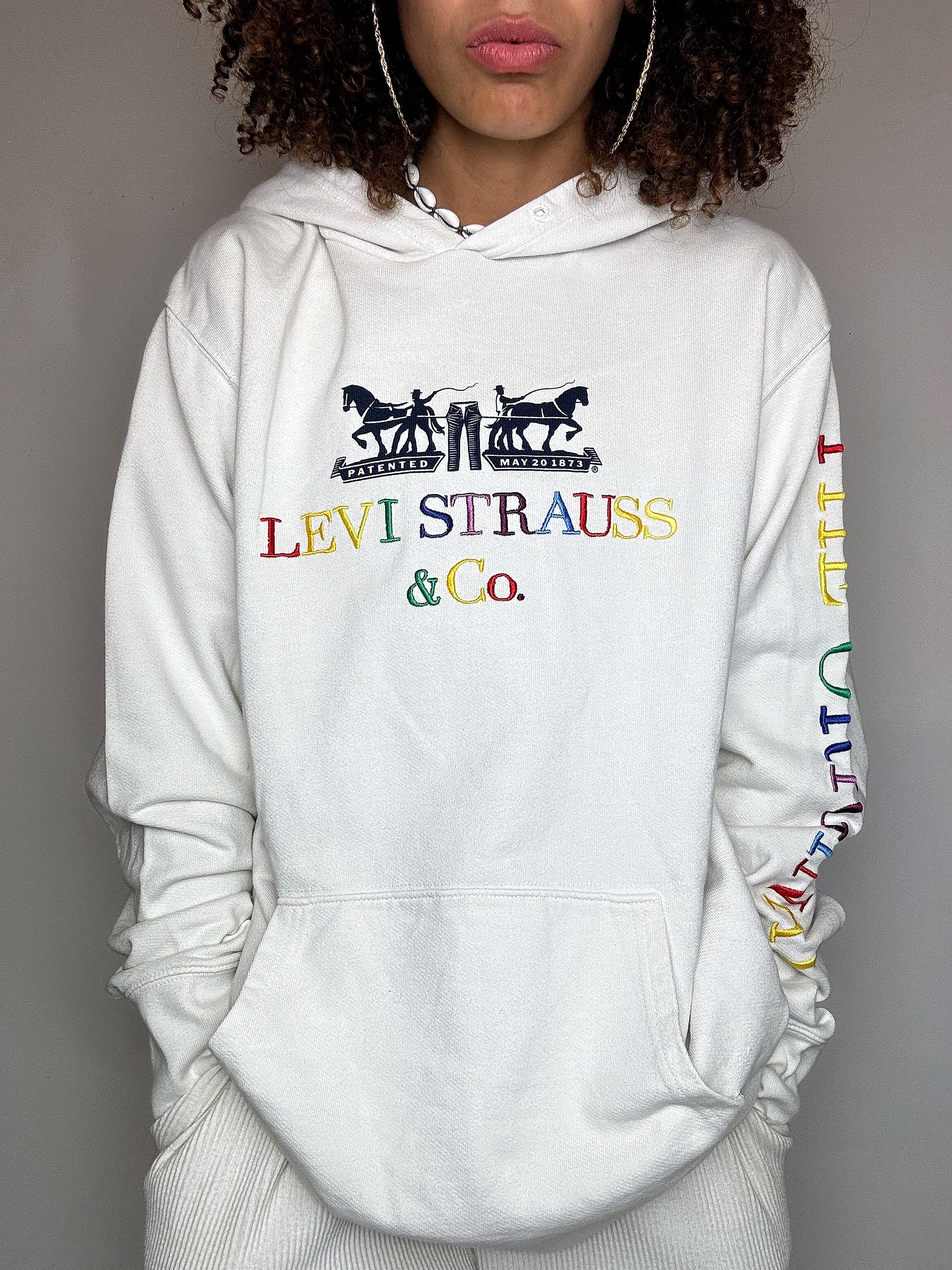 Sweat à capuche blanc LEVI'S L vintage