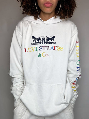 Sweat à capuche blanc LEVI'S L vintage