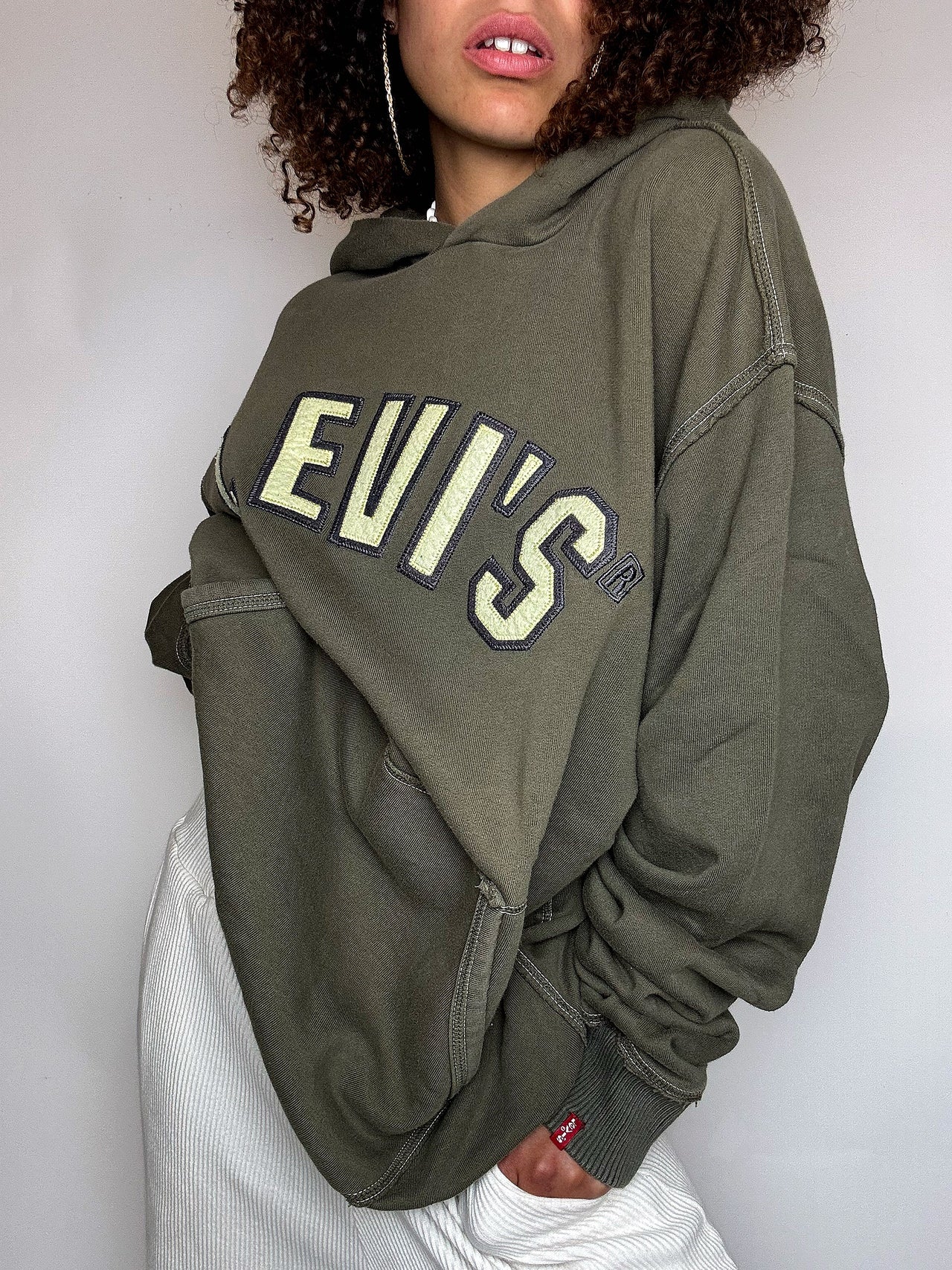 Sweat à capuche kaki LEVI'S XL vintage
