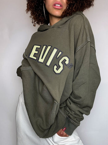 Sweat à capuche kaki LEVI'S XL vintage