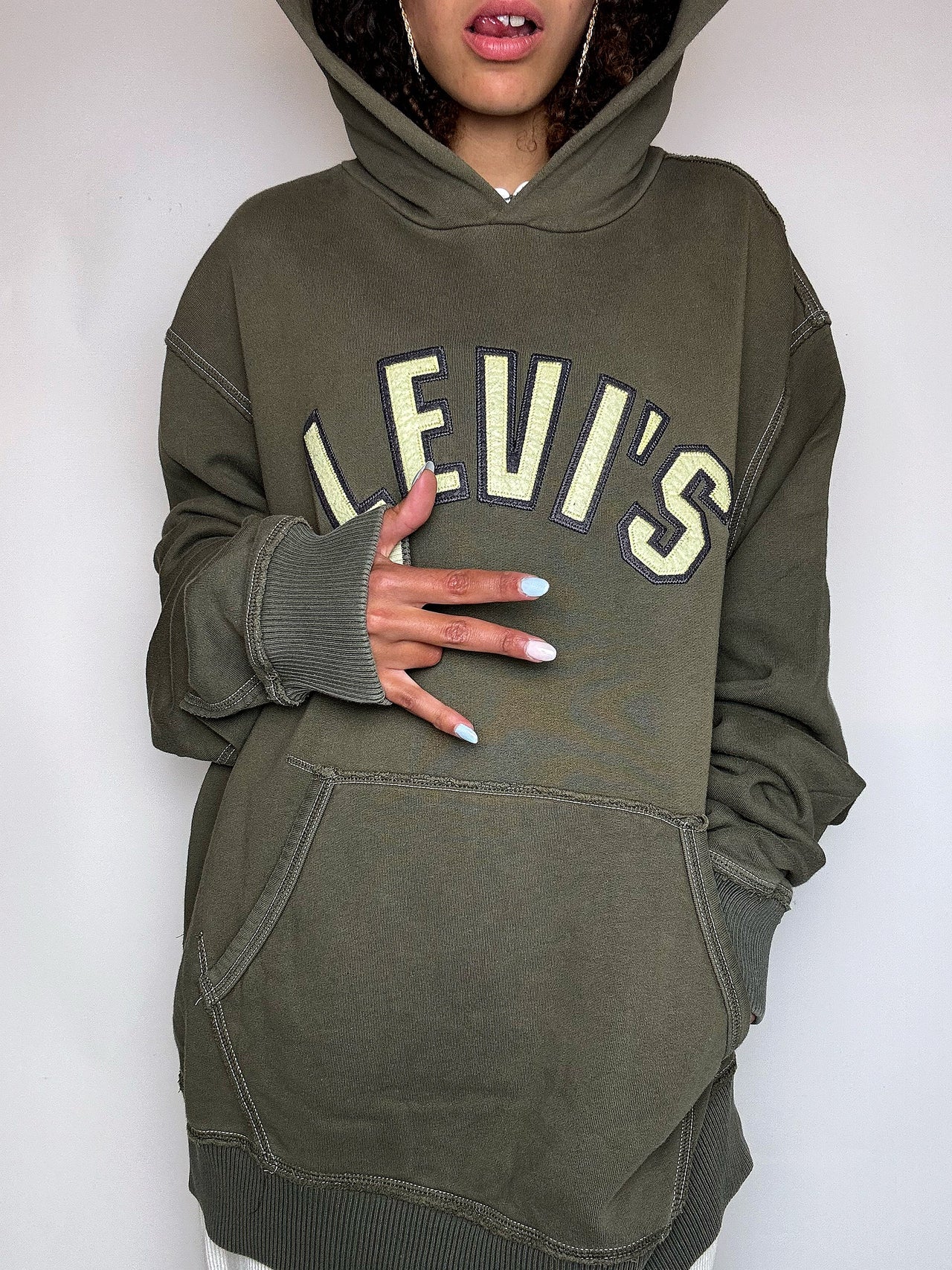 Sweat à capuche kaki LEVI'S XL vintage