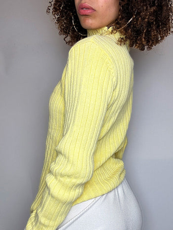 Pull a col montant jaune TOMMY HILFIGER S vintage