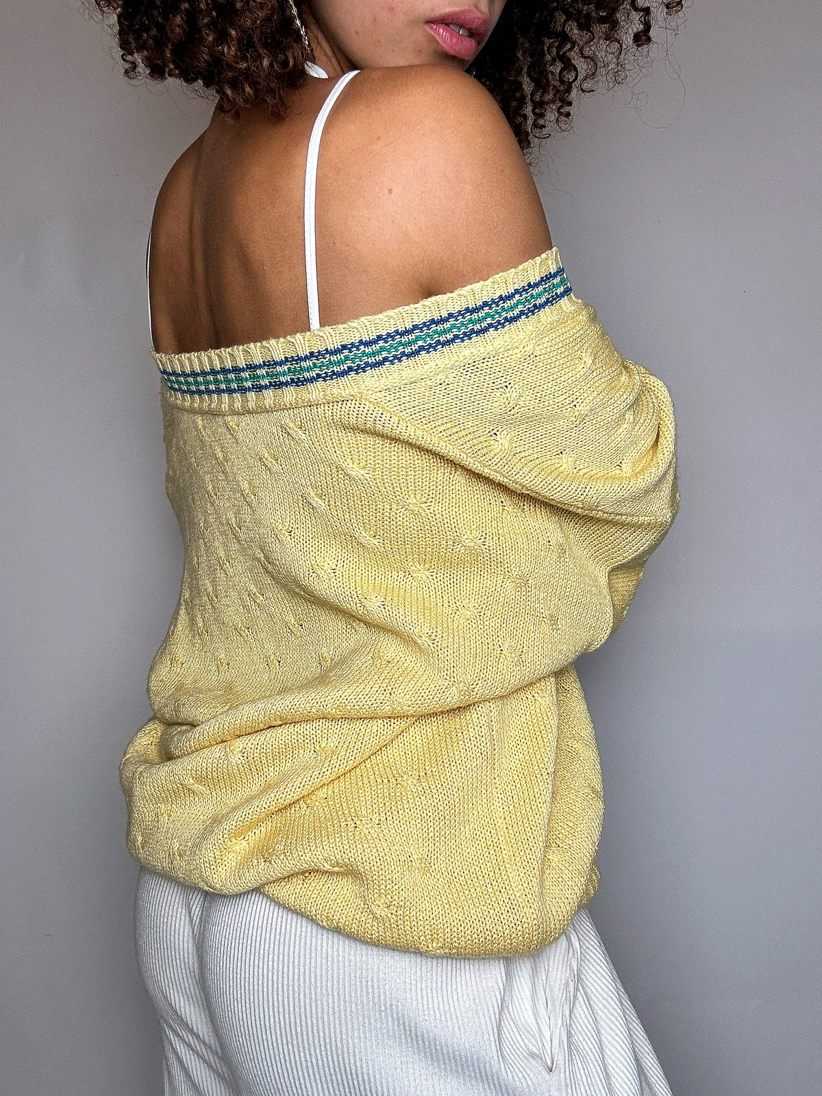 Cardigan en maille jaune L/XL vintage