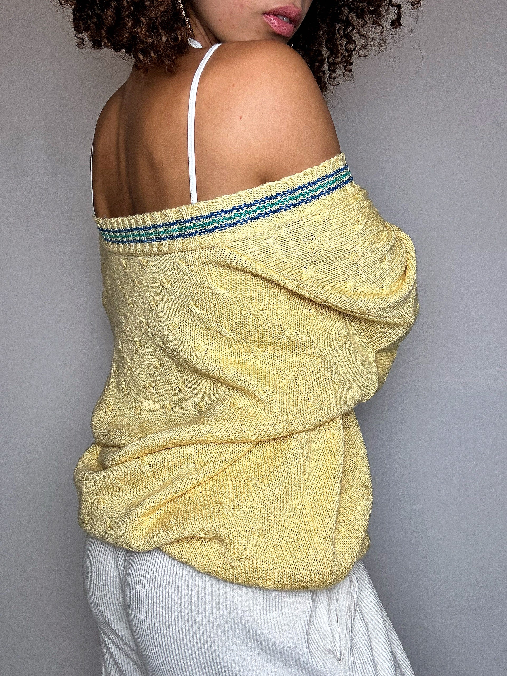 Cardigan en maille jaune L/XL vintage
