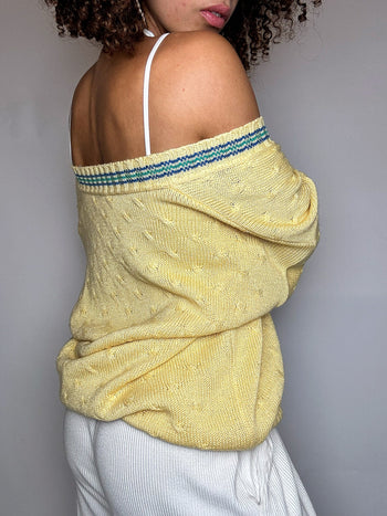 Cardigan en maille jaune L/XL vintage