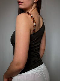 Morgan XS vintage khaki bejeweled top