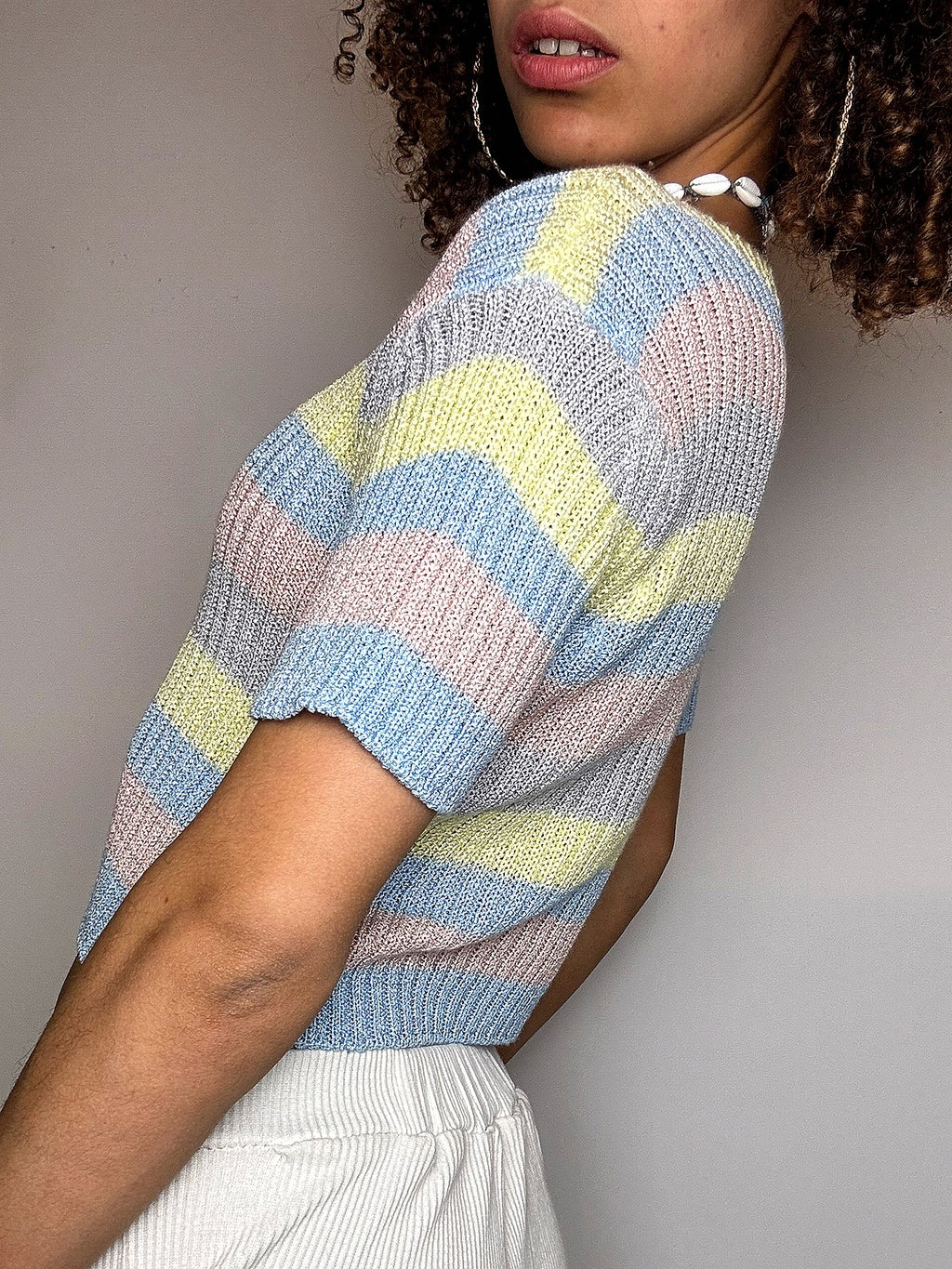 Vintage-Strickoberteil mit Streifen (S/M)