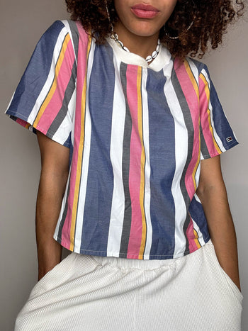 Tee shirt court à rayures TOMMY HILFIGER S vintage