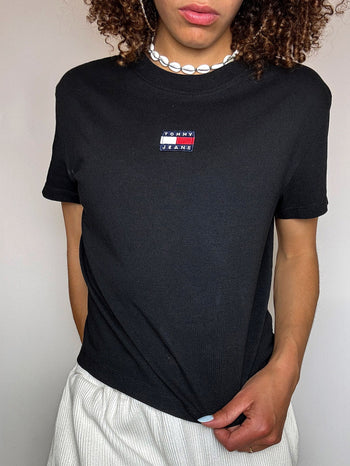 Tee shirt noir TOMMY HILFIGER S vintage