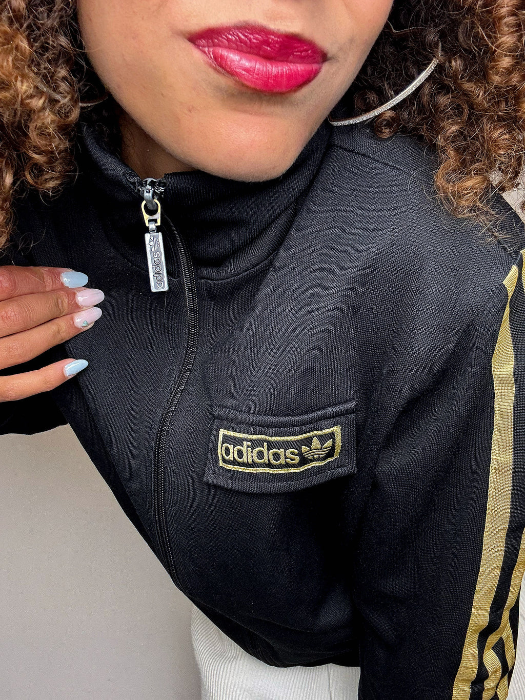 Jacket fittée noire ADIDAS L vintage
