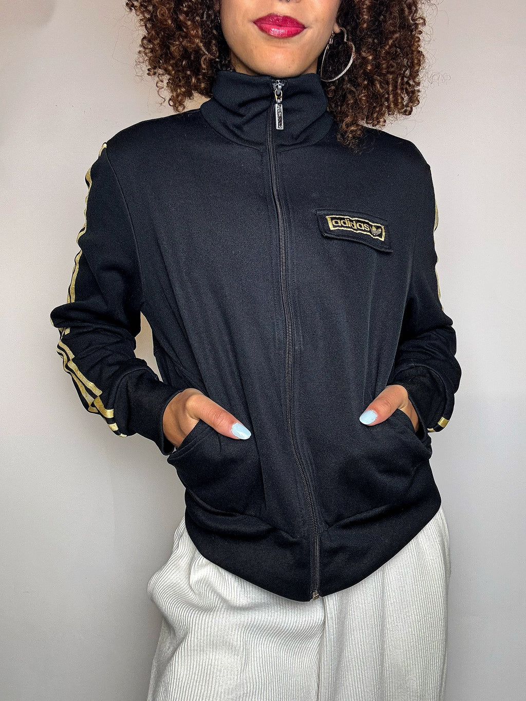 Jacket fittée noire ADIDAS L vintage