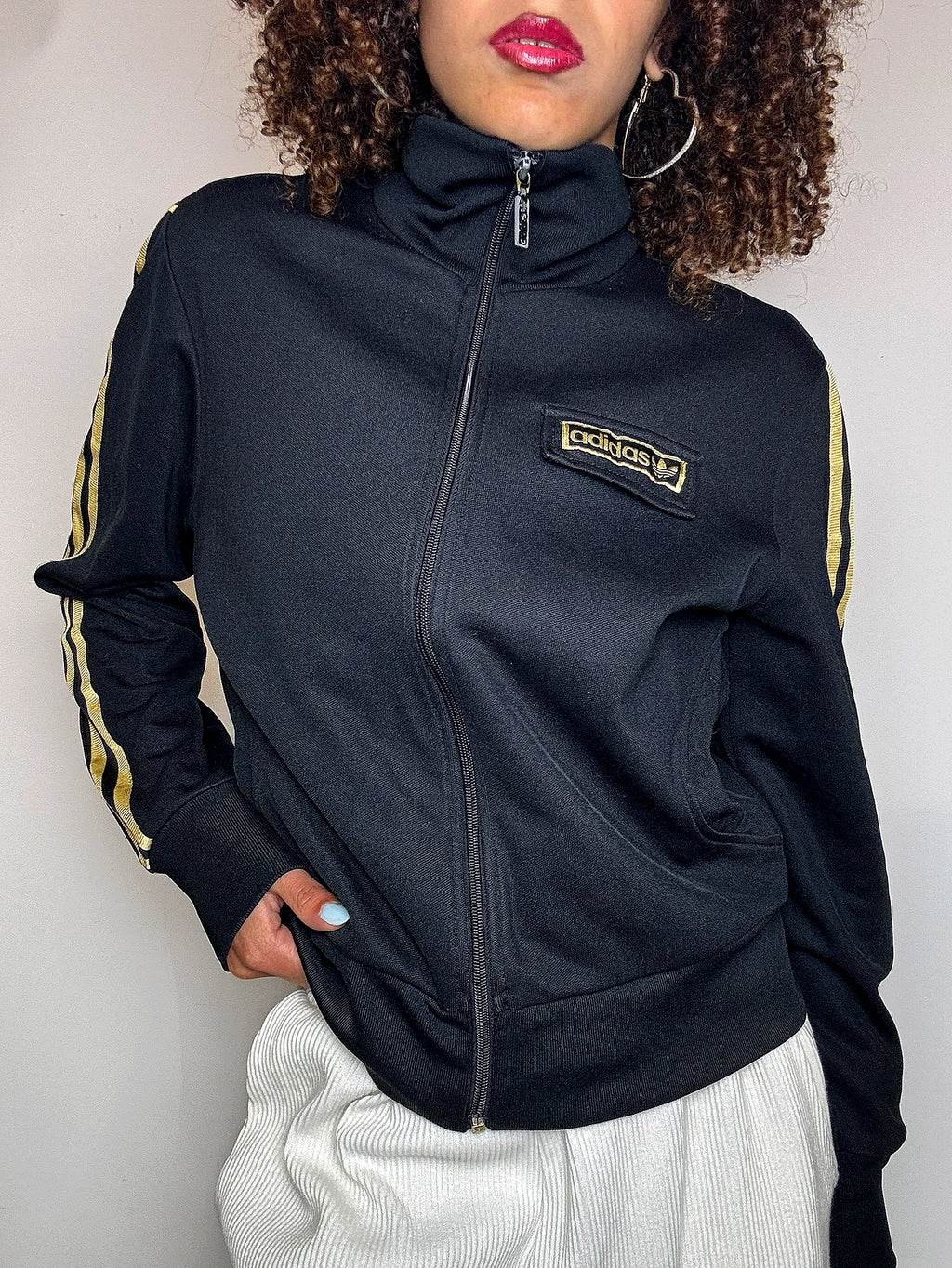 Jacket fittée noire ADIDAS L vintage