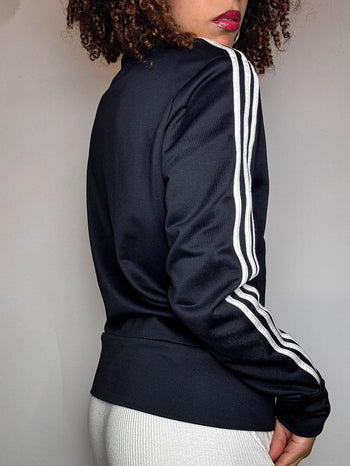ADIDAS L Vintage schwarze taillierte Jacke